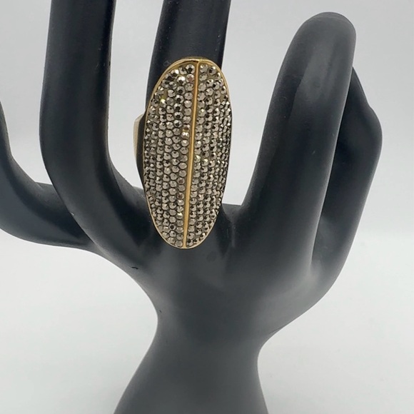 Henri Bendel Tribal Dark Grey Rocks and Gold Ring Size 5.75 - Picture 10 of 10
